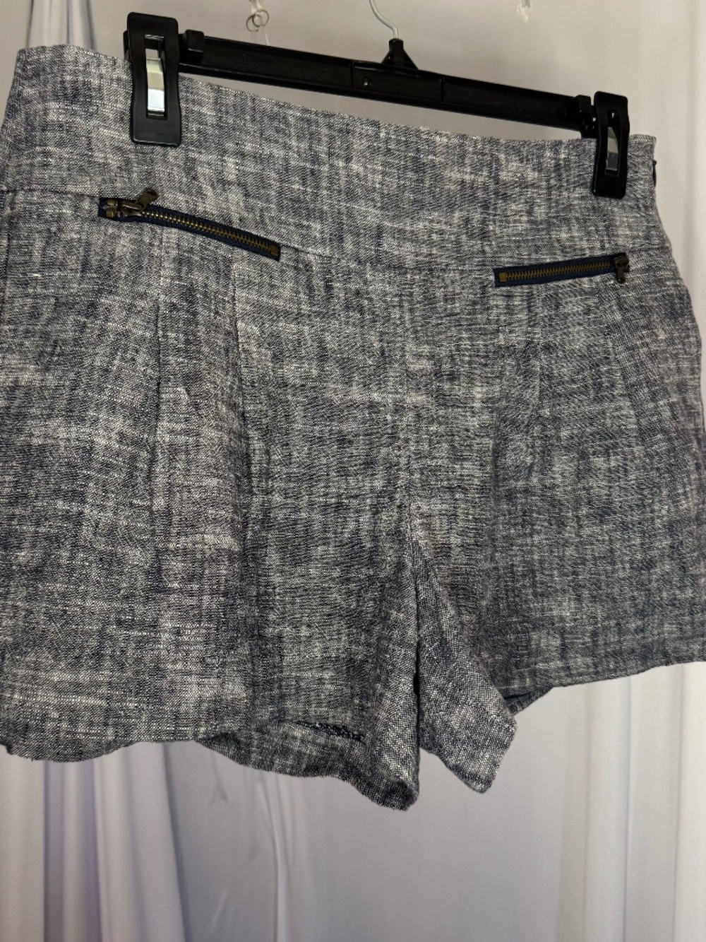 LOFT Womens Gray Linen Cotton Chino Shorts Mid Rise Pockets Size 4